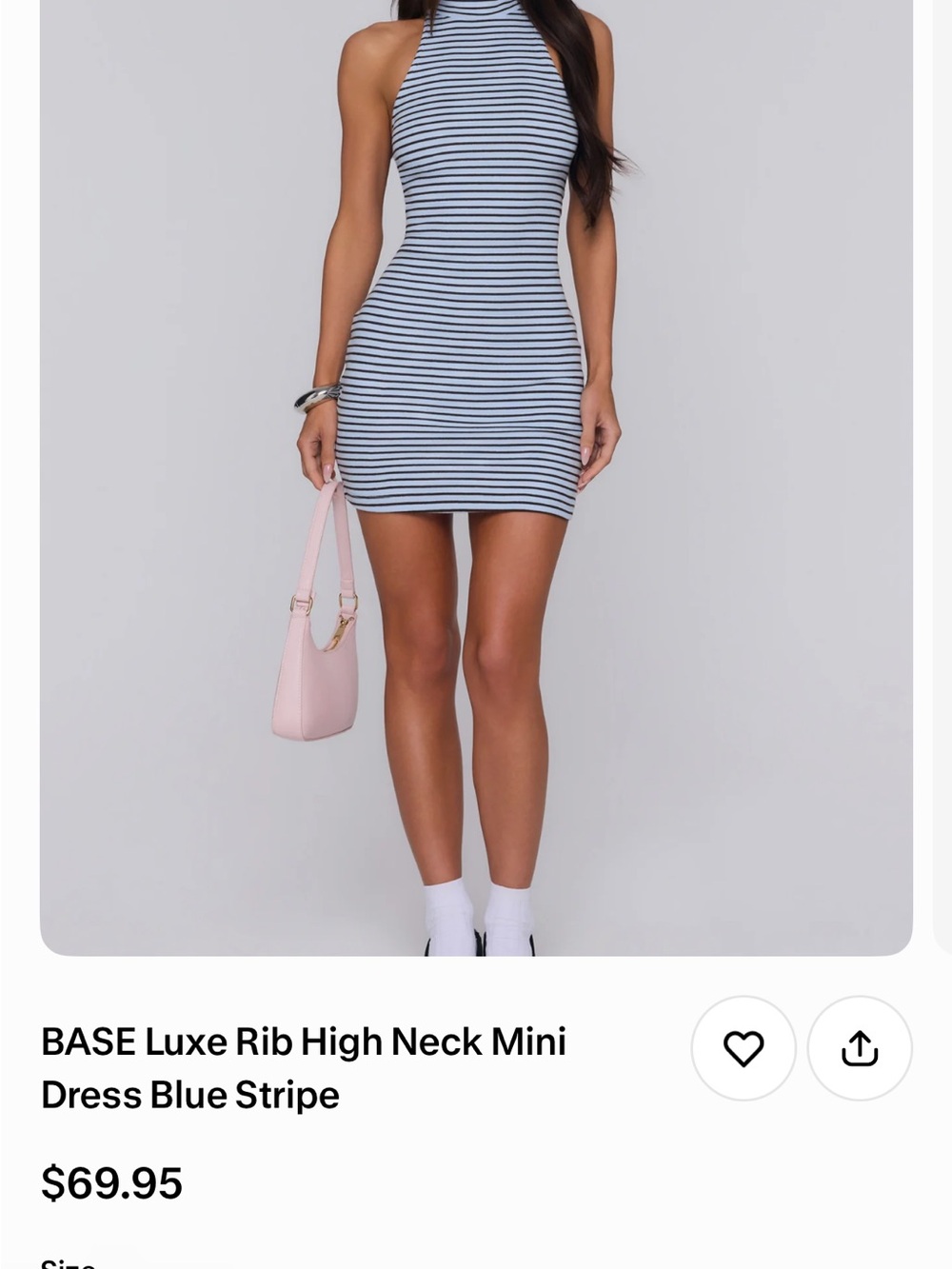 NWT Hello Molly Blue and White Striped High Neck Mini Dress